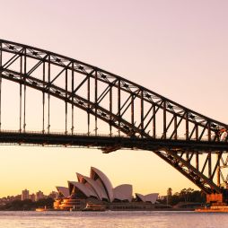 Sydney Harbour Bridge at sunrise or sunset