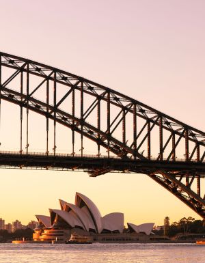 Sydney Harbour Bridge at sunrise or sunset