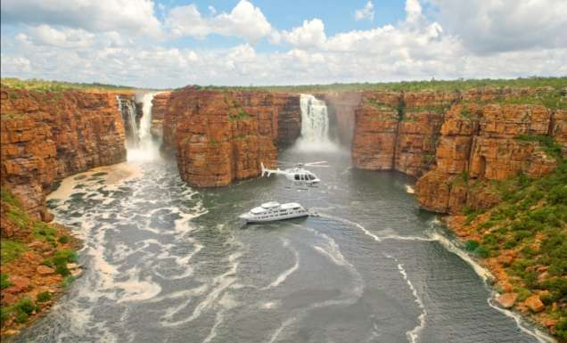 True North & Helicopter, King George Falls (Ken Duncan)