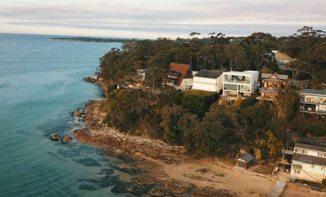 View of The Periscope House in Bundeena and its private beach