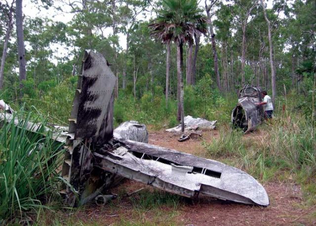 scattered remains of crashed Bristol Beaufort bombers and a DC-3 Bamaga airstrip in Cape York,