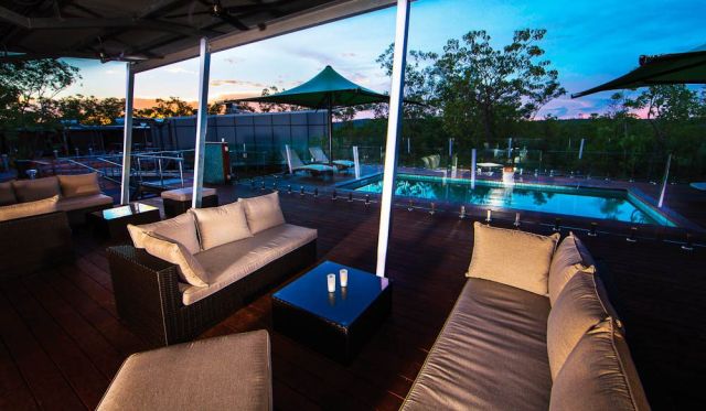 Poolside at Cicada Lodge.