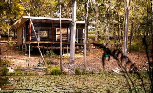 Tranquility: One of four new eco pavilions at Mt Cotton Retreat in the Gold Coast's hinterland.