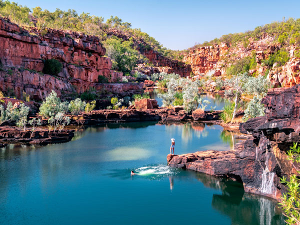 a tranquil river pool in Manning Gorge