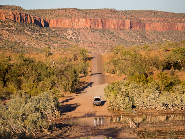 a 4WD crossing the Pentecost River along the Gibb River Road