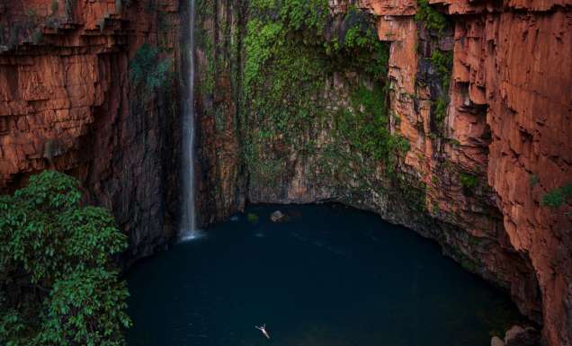 Woman swims at Emma Gorge in WA