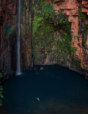 Woman swims at Emma Gorge in WA