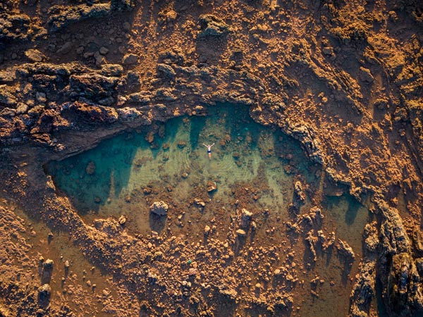 a top view of a rock pool at Point Samson