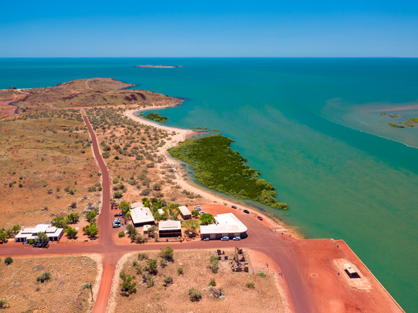 an aerial view of the coastal landscape at Cossack
