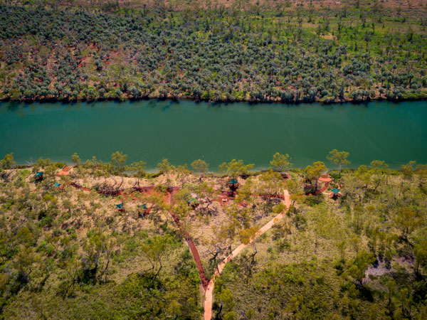 an overhead shot of an emerald stream in Millstream Chichester National Park