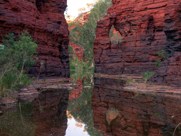 a beautiful gorge with a natural pool at Karijini National Park