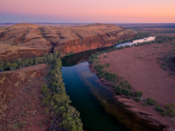 a rugged river landscape at Carawine Gorge
