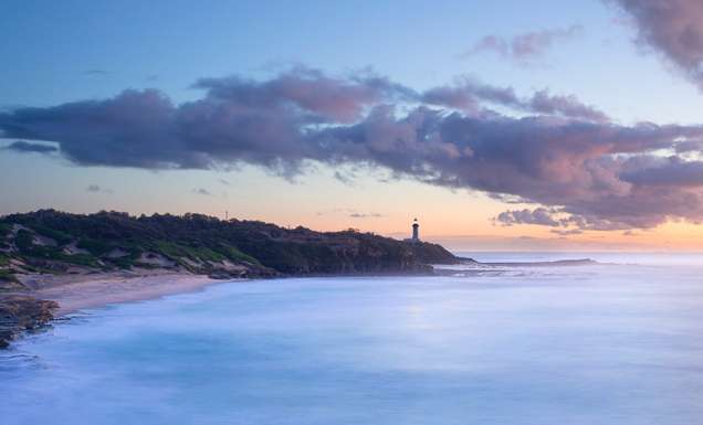 Norah Head (Central Coast) glowing with dawn's soft pastel colours (photo: Daniel Hine).