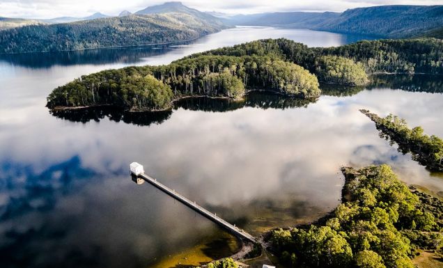 In the middle: Pumphouse Point hotel, Lake St Clair, Tasmania (photo: Stu Gibson).