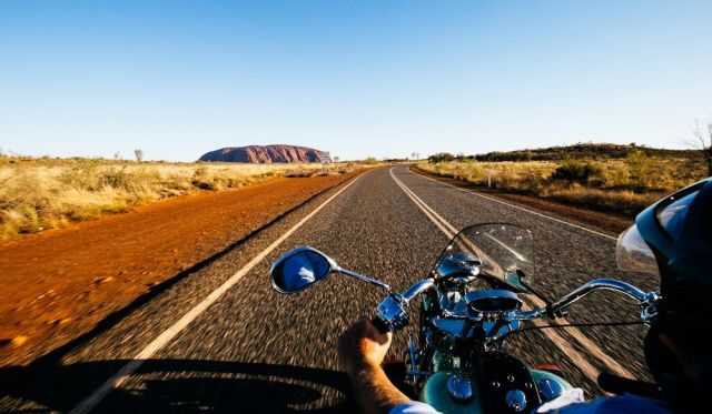 Uluru on the back of a Harley-Davidson (photo: Elisse Hassey).