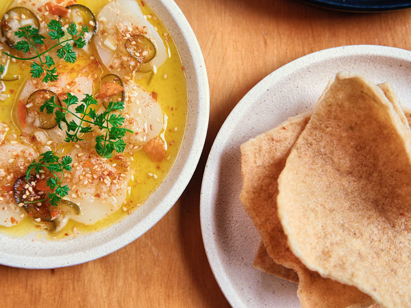 Lime cured scallops, The Independent Gembrook