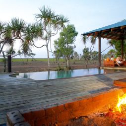 Firepit and infinity pool Bamurru Plains Lodge