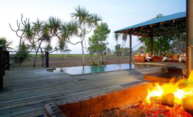 Firepit and infinity pool Bamurru Plains Lodge