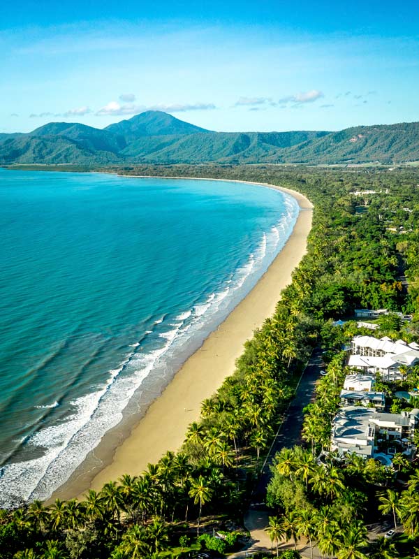 Aerial shot of Four Mile Beach in Port Douglas. (Image: Tourism and Events Queensland)