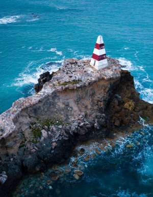 an aerial view of The Obelisk at Cape Dombey