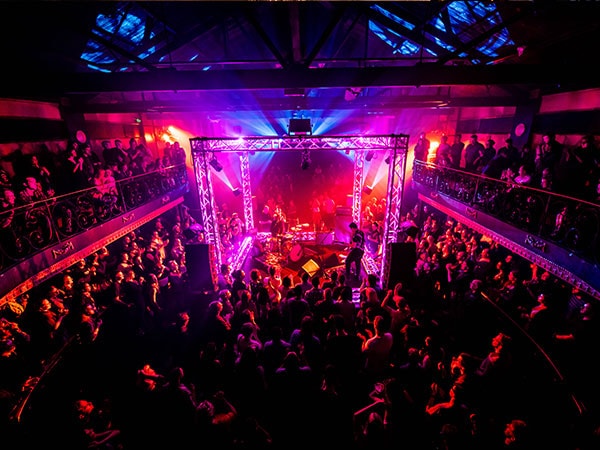 Pink and purple stage lights at the Tivoli in Brisbane