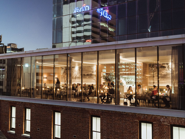 the rooftop dining at Wildflower Restaurant