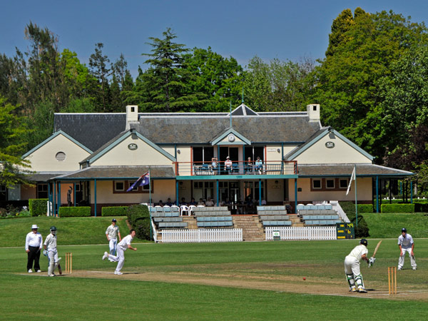 men playing a game of cricket at the Bradman InternationalCricket Hall of Fame, Bowral