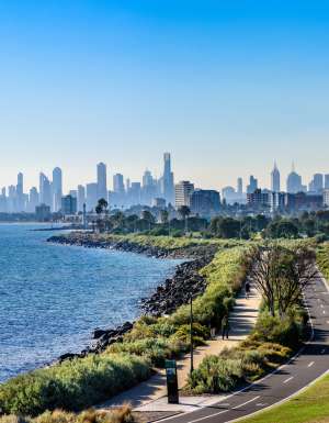 Melbourne skyline as seen from Point Ormond
