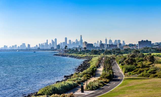 Melbourne skyline as seen from Point Ormond