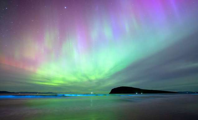 Aurora Australis and bioluminescence, Goats Bluff