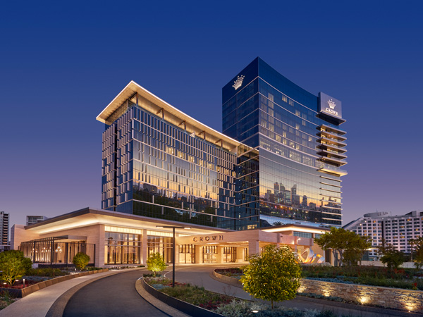 the hotel exterior of Crown Towers Perth