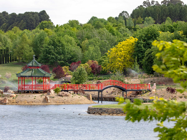 the red bridge in Mayfield Garden, Oberon