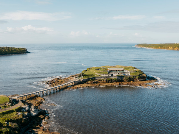 an aerial view of Blak Markets on Bare Island, La Perouse