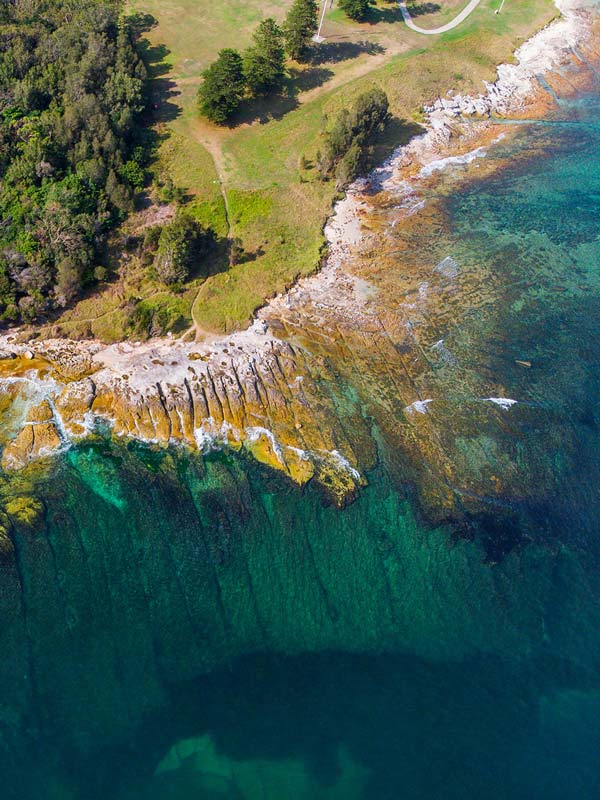 an aerial view of Kamay Botany Bay National Park, Kurnell, Botany Bay