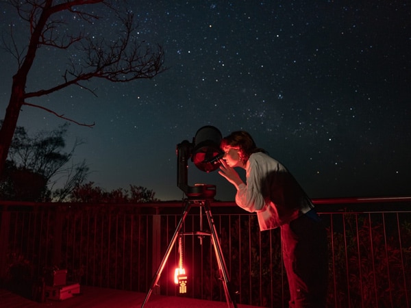a woman looking a the telescope, Blue Mountains Stargazing