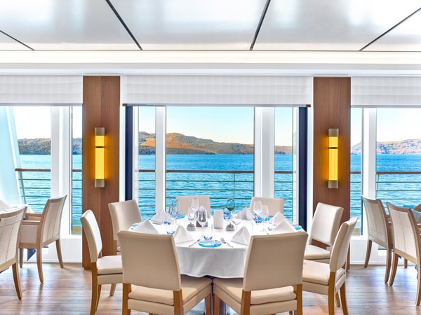 an elegant dining venue onboard Viking Cruises