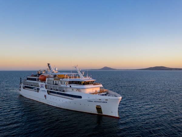 an aerial view of Coral Adventurer cruise ship, Australia