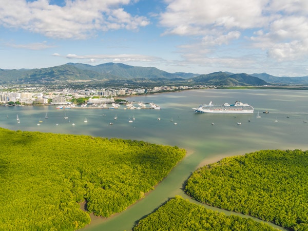 Coral Princess Cruise coming into port in Cairns
