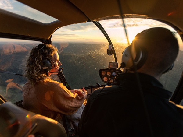 a couple enjoys a helicopter flight over the Hunter Valley with Hunter Valley Helicopters, Pokolbin, Hunter Valley