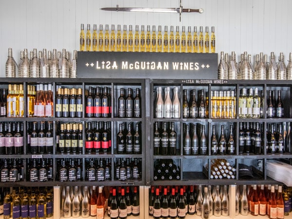 wine display inside the cellar door at Lisa McGuigan Wines, Pokolbin in the Hunter Valley