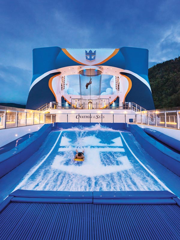 the FlowRider surf simulator at Ovation of the Seas cruise ship, Australia