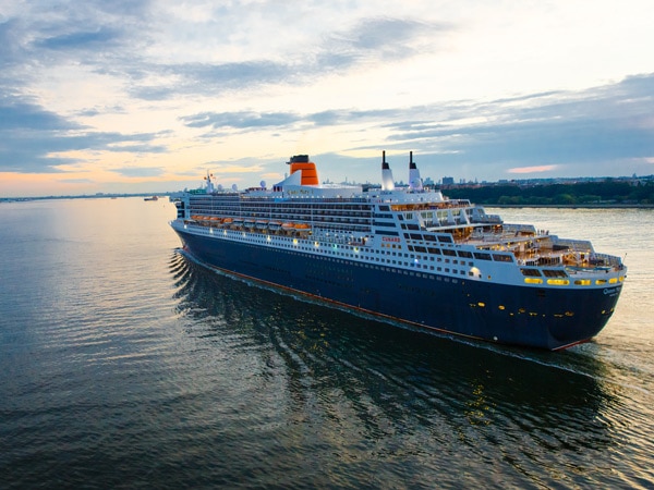 an aerial view of Queen Mary 2 cruise ship, Australia