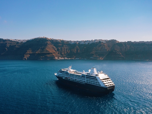 an aerial view of the Azamara Quest cruise ship, Australia