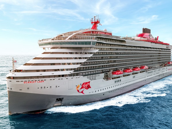 a close-up photo of Scarlet Lady cruise ship, Australia