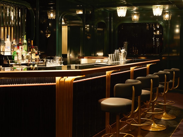 the bar counter inside The Manor, Virgin Voyages