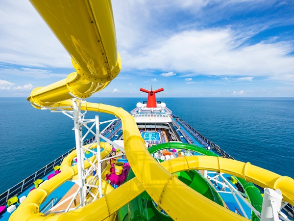 an aerial view of the twister waterslide at Carnival Cruise