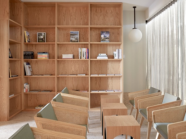 The library in The Calile Hotel