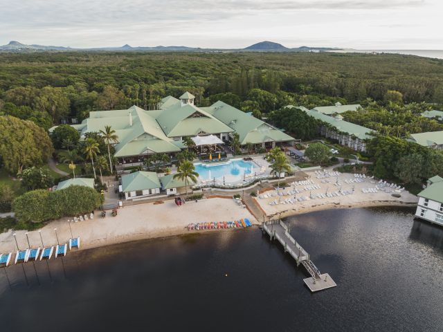 the Novotel Sunshine Coast Resort pictured from above
