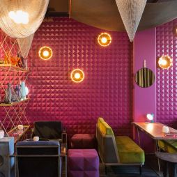 an eclectic and colourful interior at Joe's Bar in East Hotel Canberra