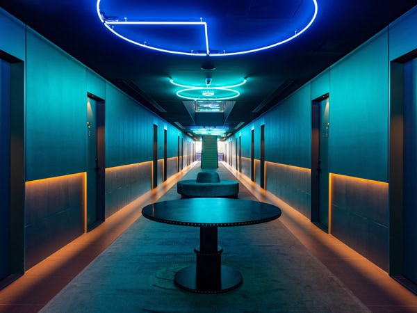 a brightly coloured interior at Jackalope